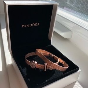 NEW Pandora reflexions mesh bracelet with 3 charms